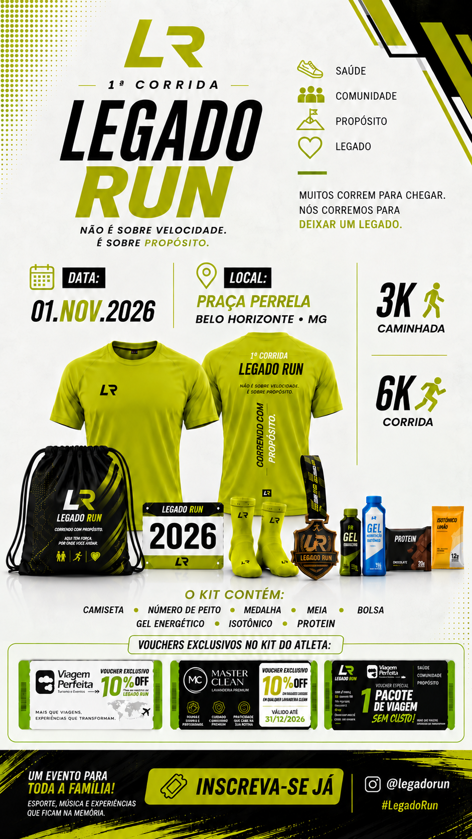 Kit oficial completo do Treinão LEGADO RUN